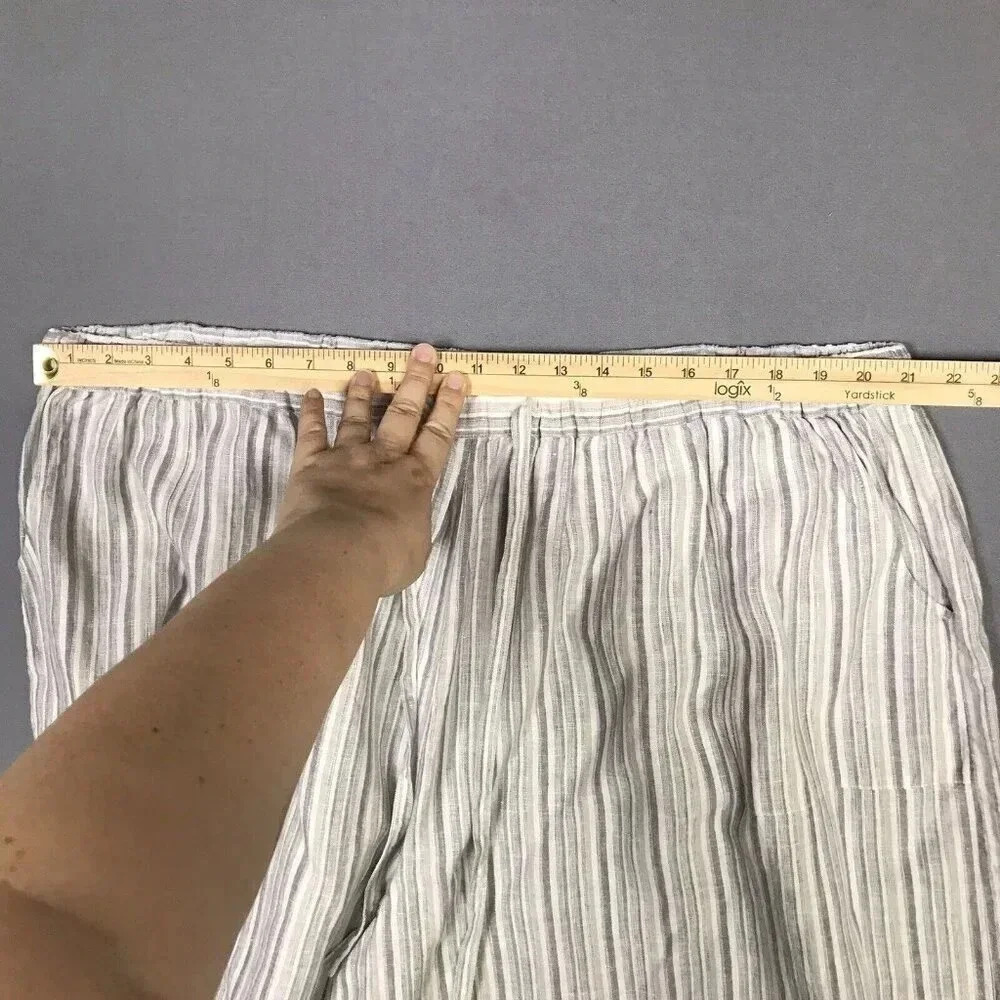 Vivid 100% Linen Wide Leg Pants Women Size 4X Pockets Drawstring Elastic Waist - Picture 11 of 16